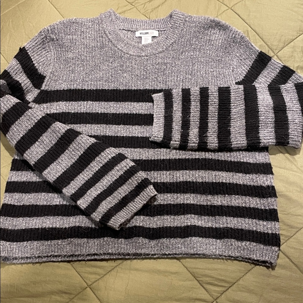 William Rast Gray/ Black Striped Sweater Size M